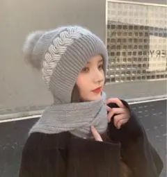 最終値下げ❣️新品❣️ 帽子 マフラー ニット あったか ボアファー フェイクファー