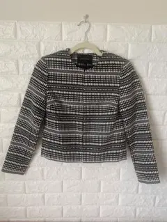 ストライプ柄 ノーカラージャケット