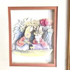 ピーターラビット　デコパージュの壁絵　壁掛け　イギリス　額縁のサムネイル
