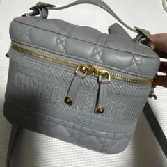 CHRISTIAN DIOR グレー レザー ショルダーバッグ