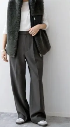 Spick and Span ダブルクロスツータックパンツ ダークグレー 36