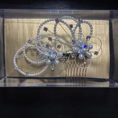 パールとクリスタルの髪飾り