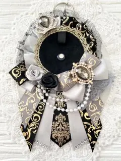 ୨୧1768 ハンドメイド 痛ロゼット♡シルバー×ブラック