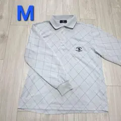 メンズ　長袖ポロシャツ　POLO&RACQUET CLUB　ライトグレー系　M