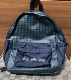 【美品】ファミリア　ファミリア　チェック柄　車刺繍リュック　記名ありのサムネイル