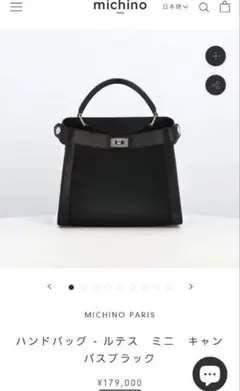 【美品】michino PARIS　ミチノパリ　ルテスミニ　キャンバスレザー　黒のサムネイル