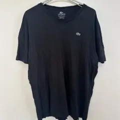 ラコステ【L】VネックTシャツ 無地 ビッグサイズ 黒 綿100% デイリーのサムネイル