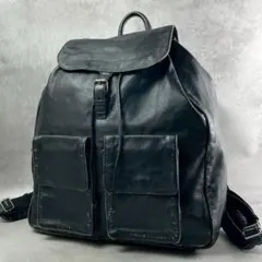 SAINT LAURENT PARIS ダメージ加工 オールレザー リュック 黒のサムネイル