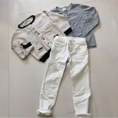 コーデ コーディロイ 白 パンツ カーディガン 3点