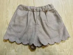 【美品】petit main 千鳥格子柄 ハーフパンツ ベージュ　130