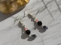 40％off　ピアス (イヤリング) 　【人工石ブルーゴールドストーン】　小ぶり