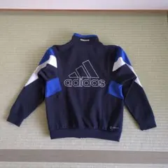 アディダス ジャージ　130cm ネイビー　青　白　ビッグロゴ　バッグプリント