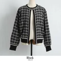&.NOSTALGIA ツイードジャケット風ニットカーディガン