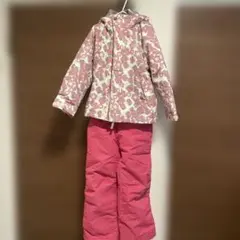 子ども用 花柄スキーウェアセット ピンク系　120