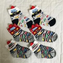 パトカー　消防車　新幹線　働く車　みみ付きくつした　6足セット　みみ付靴下