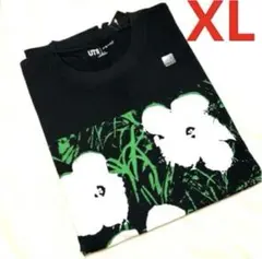 新品 ユニクロ×アンディ・ウォーホル 花柄 XLサイズ Tシャツ ブラック