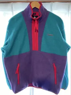 Columbia フリース L/G ターコイズ・パープル　カンガルーポケット
