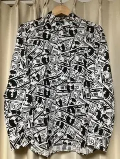 シャツ　柄シャツ　モノトーン　お札柄のサムネイル