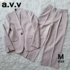 a.v.v☆パンツスーツ ノーカラー ママスーツ セットアップ 洗える 9号