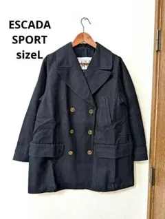 超美品　ESCADA SPORT テーラード　ジャケット ダブル 麻混　黒　Lのサムネイル
