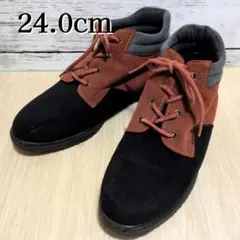 日本製 Cloverクローバー コンビカラー スエード調 ブーツ24.0 EEE