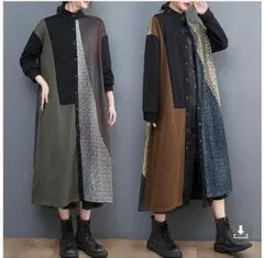 大きいサイズ レディース シャツ　ワンピース　ミモレ　春 秋冬 新品 長袖