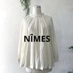 NÎMESニームレースリボンクリームホワイト日本製シャツブラウスシフォン