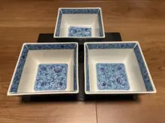 【美品】庫山窯 有田焼 小鉢 3客セット 青花 角小鉢のサムネイル