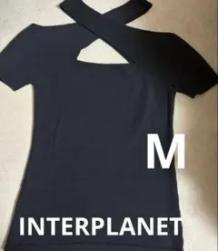 INTERPLANET インタープラネット 半袖ニット 黒 ブラック Mのサムネイル
