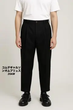 コムデギャルソンオムプリュス　ブラック ツータック スラックス M コムデギャルソンオムプリュス ブラック ツータック スラックス M