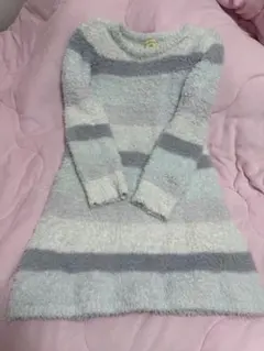 ジェラートピケ フワフワストライプニットワンピース