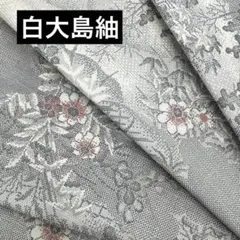 【未使用】白大島紬　韓国産　白　反物　正絹　着物
