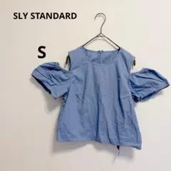 スライ　スタンダード　肩だし半袖トップス ブルー　バックリボン　パフスリーブのサムネイル