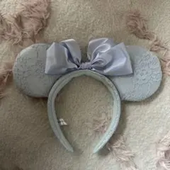 ディズニー　カチューシャ　水色　レース