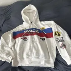 ロゴプリント ジップアップパーカー ホワイト　H&M