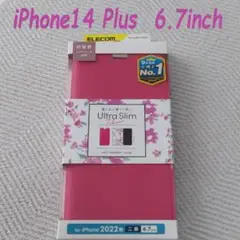 iPhone 14 Plus 手帳型ケース カバー 薄型 (ディープピンク)