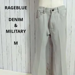 RAGEBLUE☆ブーツカットパンツ　M　ライトグレー　無地　ロゴボタンのサムネイル