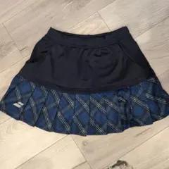 バボラ　ネイビー チェック柄 プリーツスカート M