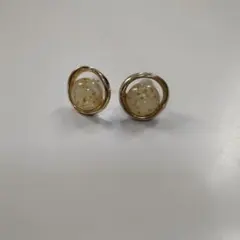 ドライフラワー入り サークルピアス