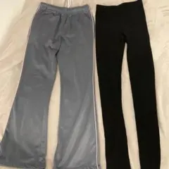 未使用品２本セットフレアパンツ & リブ編みスパッツセット