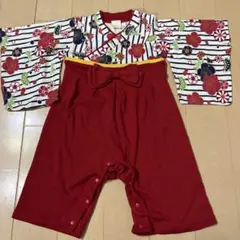 お食い初め　花柄着物風ロンパース 80cm 女の子
