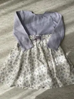 Petit main 花柄長袖ワンピース 100cm