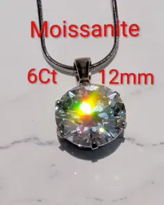 ６ct　12mm　モアサナイト　人工ダイヤ　ネックレス　18Kホワイト　コ183