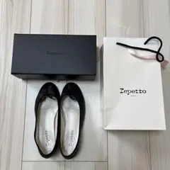 Repetto レペットMANON レザーバレエシューズ 38 ブラックパンプス