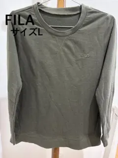 FILA フィラ スウェット L カーキ ロゴ刺繍 長袖 古着