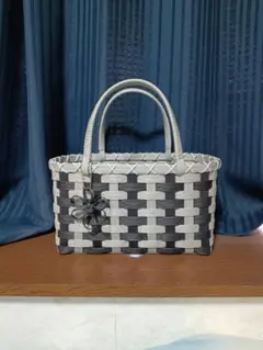 ★ハンドメイド　かごバッグ★　お出かけかごバッグ　エコクラフトバンド　春夏秋冬