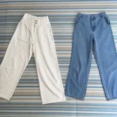 GU デニムパンツ 2本セット ワイドパンツのサムネイル