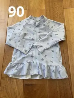 90 花柄 サックス ラッシュガード 水色