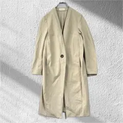 プラステ ノーカラーコート ロングコート S きれいめ オフィス 羽織り 春秋