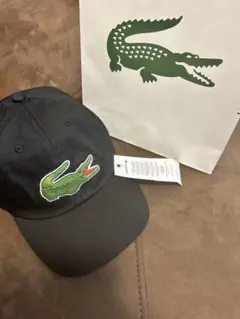 【新品・未使用】LACOSTE ブラック ロゴ刺繍　ローキャップ　58cm 牛革のサムネイル
